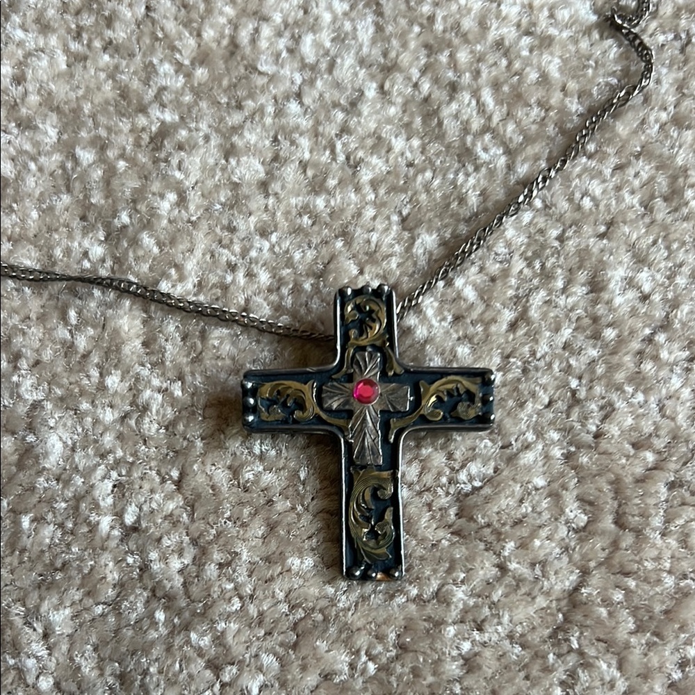 Elegant hand crafted western Black and Gold Cross Pendant Necklace
